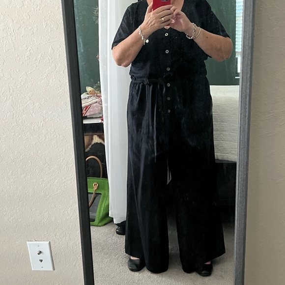 Comfy linen black jumpsuit. Size 1x - Picture 6 of 6